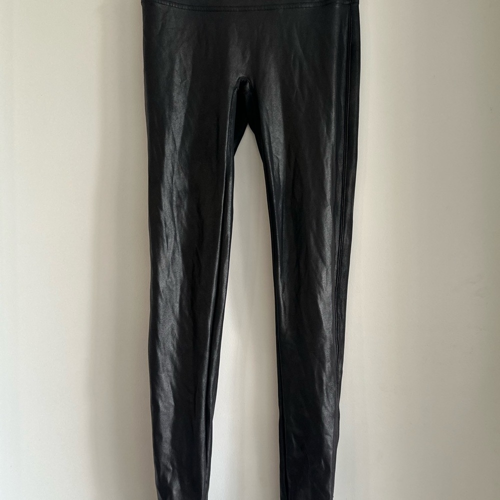 SPANX Black Faux Leather Leggings L